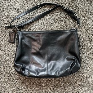Classic Coach black leather shoulder bag. Like New condition